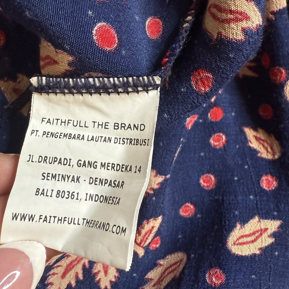 Faithfull the Brand | Atlas- Navy Blue Floral Print Wrap Dress | Size 8 - Picture 5 of 8